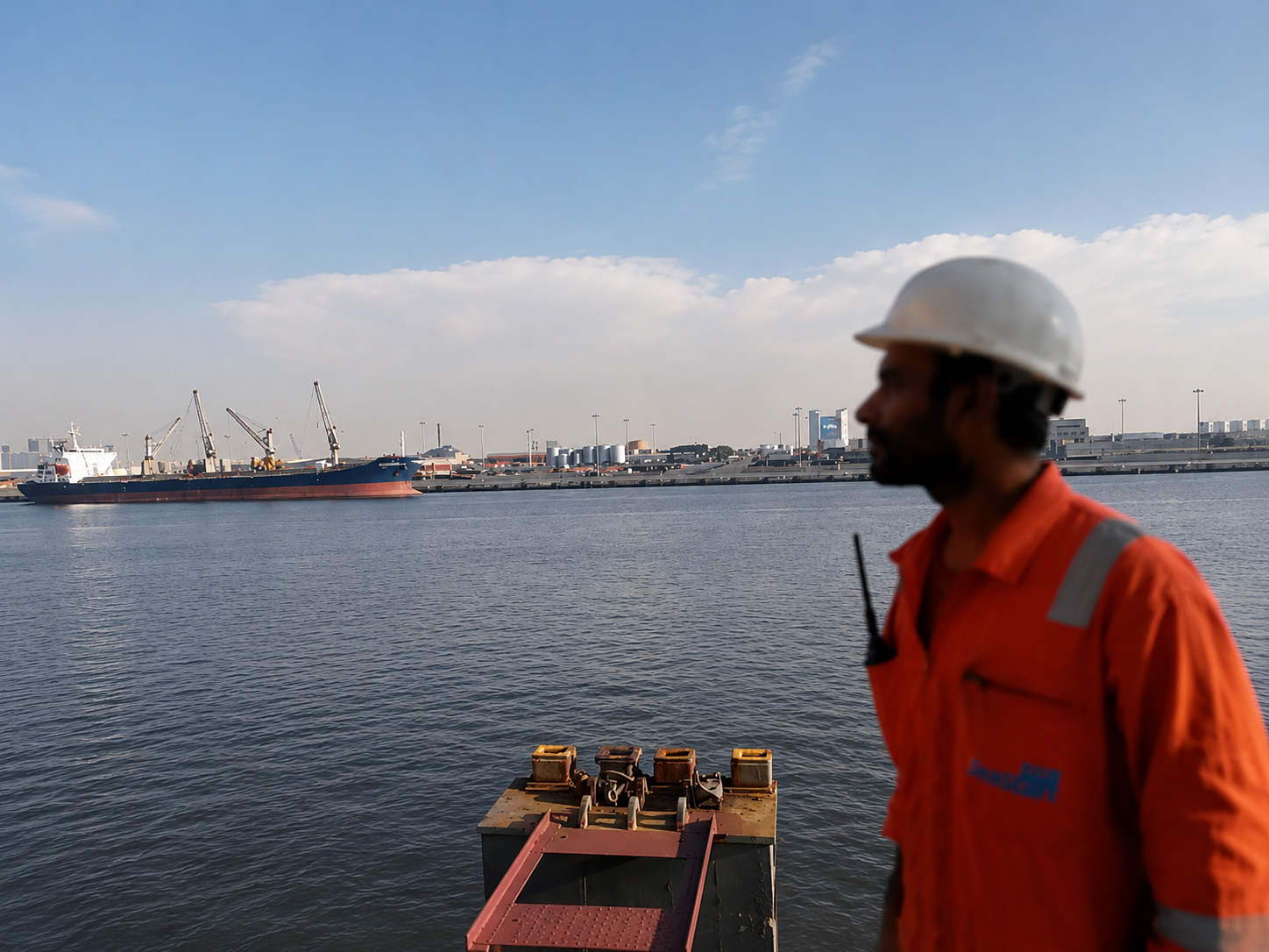 SeaStart founder at a working port environment